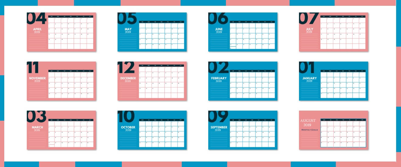 2019 Monthly Calendar Template