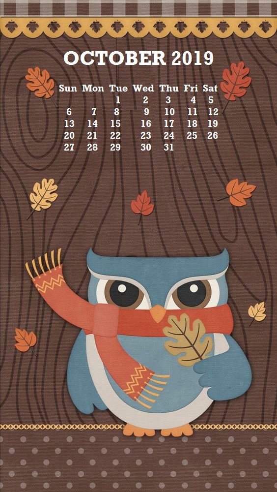 2019 October iPhone Calendar Wallpaper