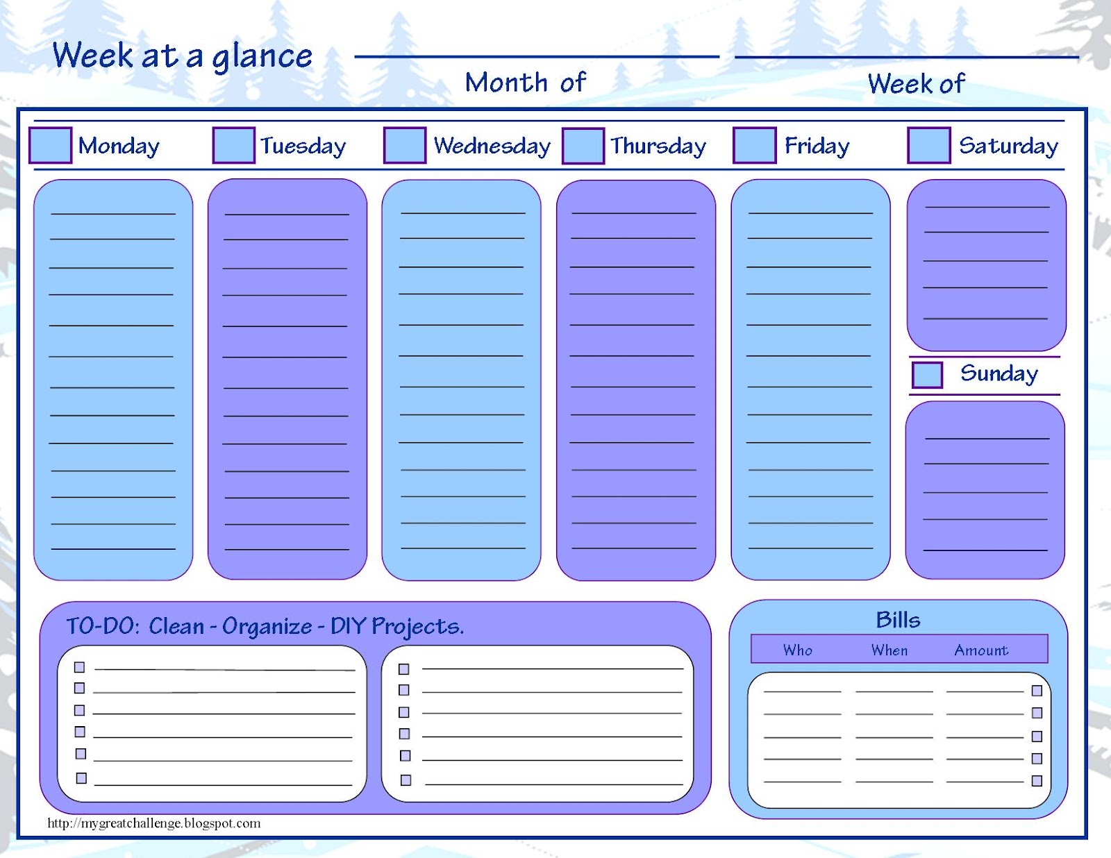 A week at a Glance Planner
