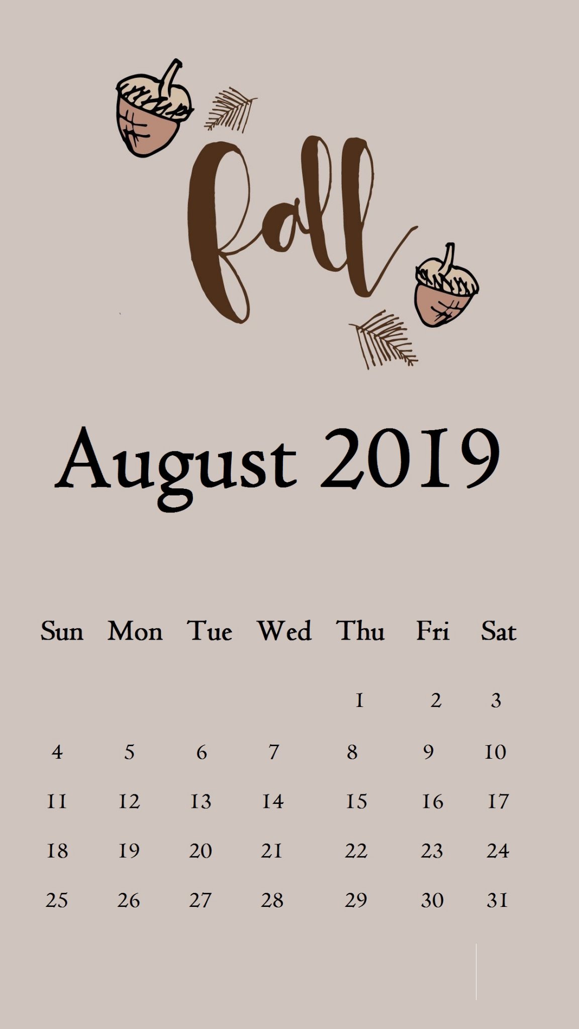 August 2019 iPhone Calendar Wallpaper