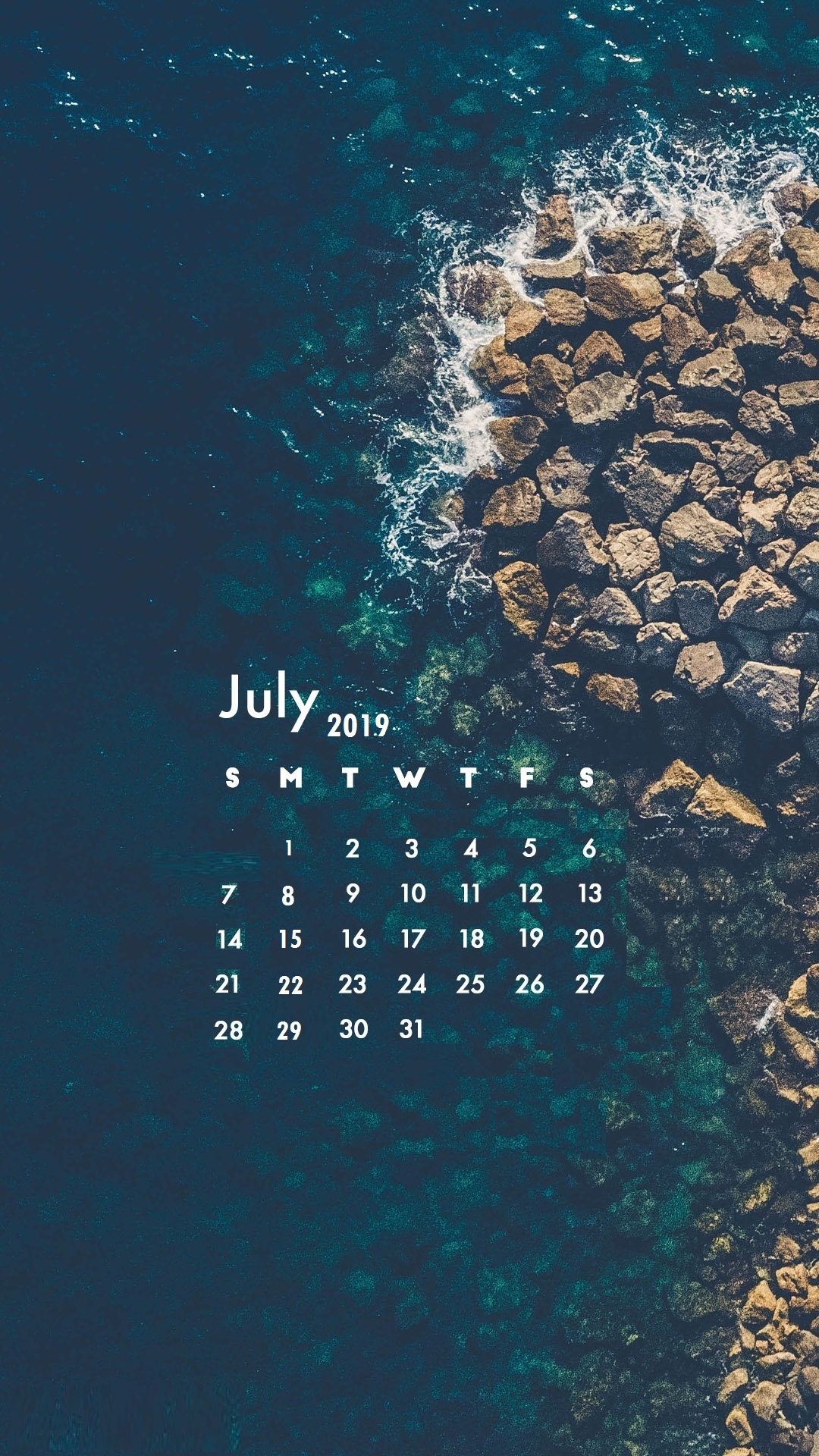 July 2019 iPhone Calendar wallpaper