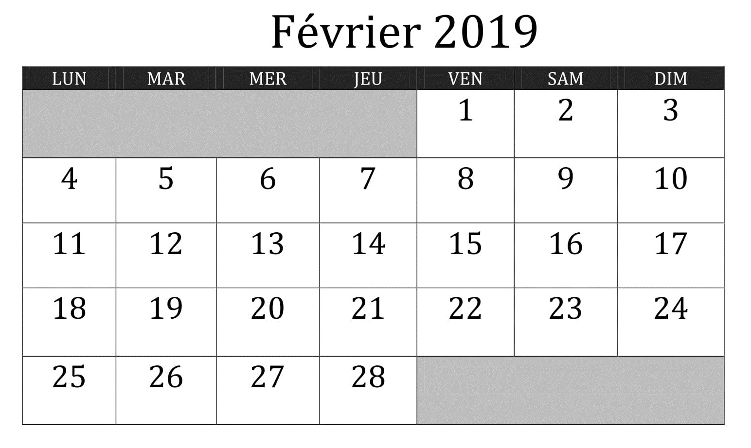 Calendrier Février 2019 PDF Modes