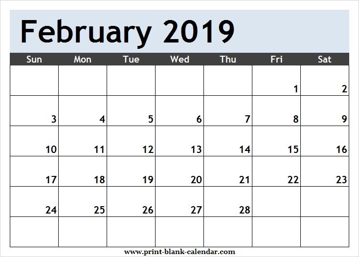 Cute February 2019 Printable Calendar
