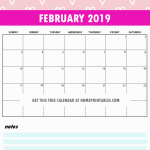 Cute February 2019 Wall Calendar