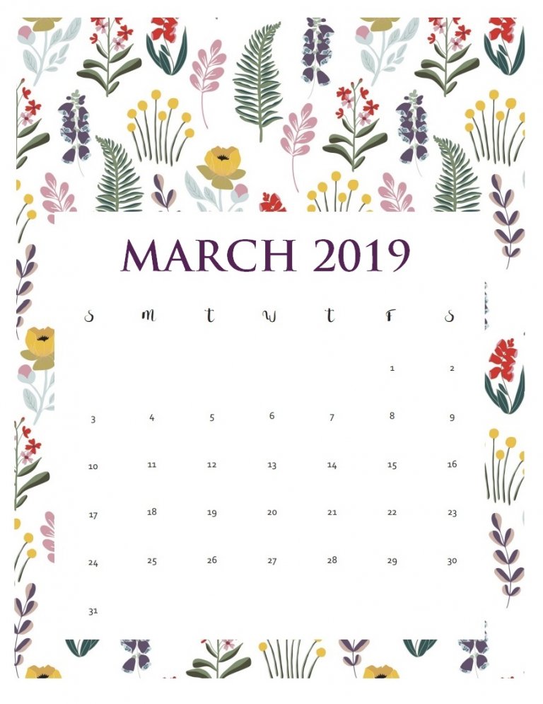 March 2019 Wall Calendar Design