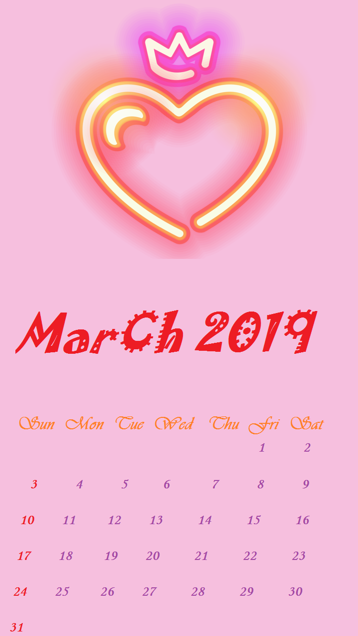 Cute heart March 2019 Iphone Wallpaper