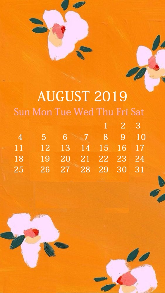 Cute iPhone August 2019 Calendar Background