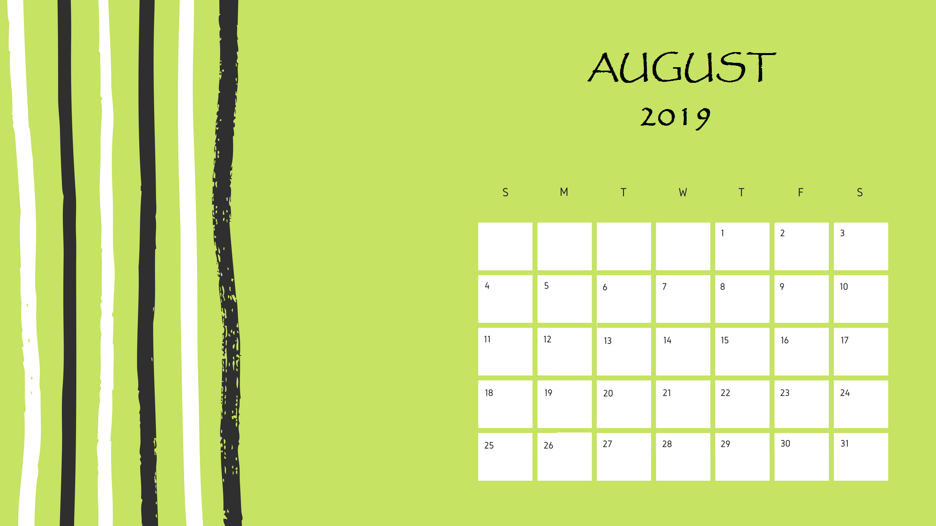Download August 2019 Printable Calendar
