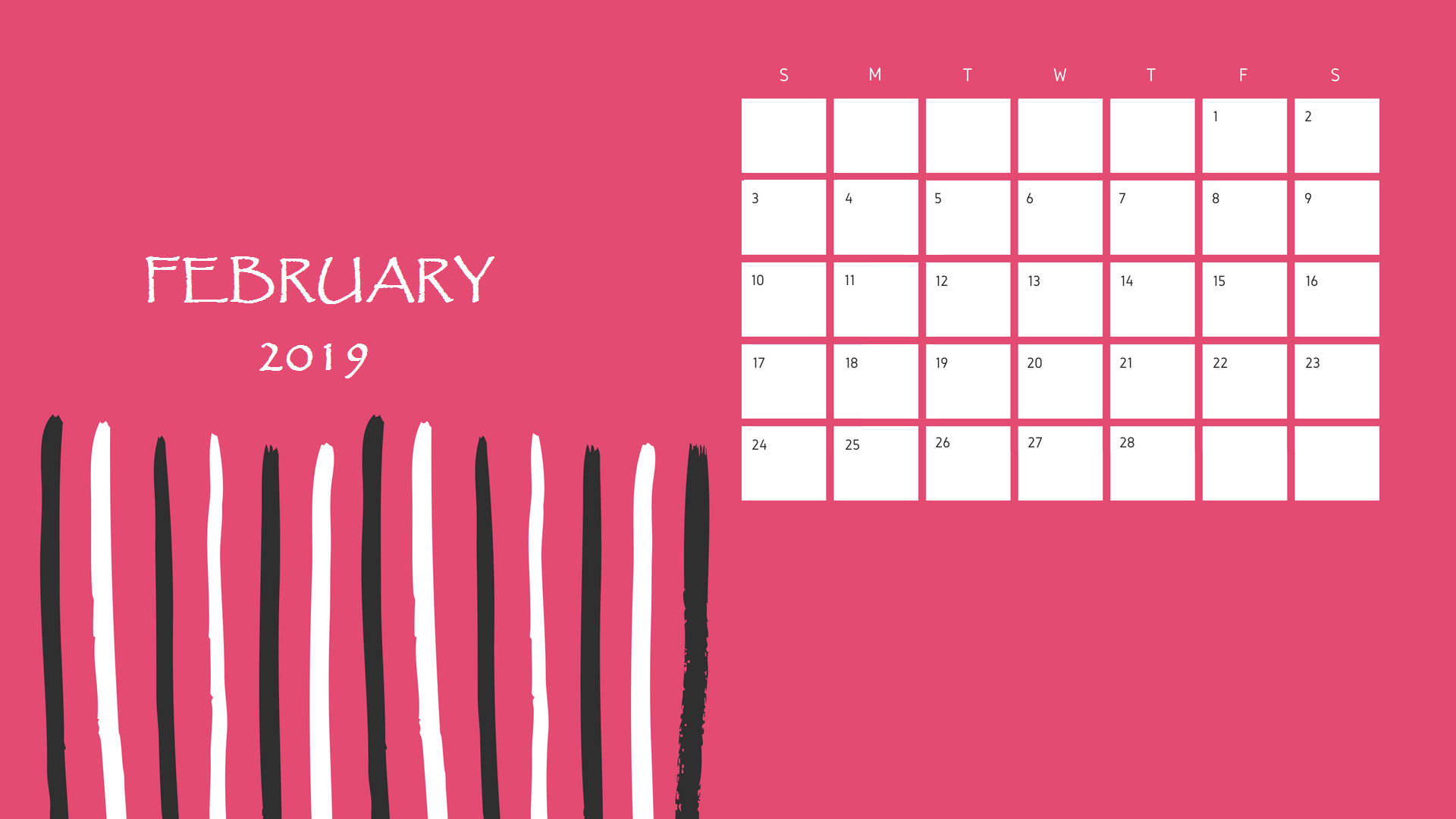 Download February 2019 Printable Calendar