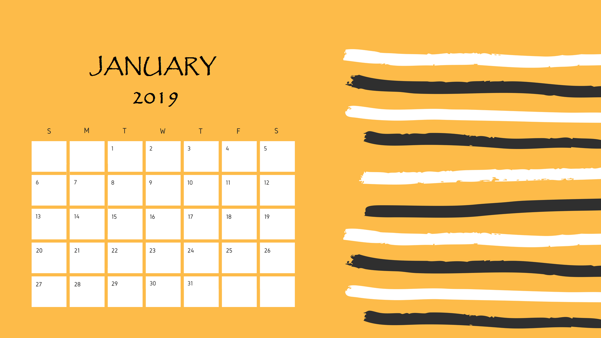 Download January 2019 Printable Calendar