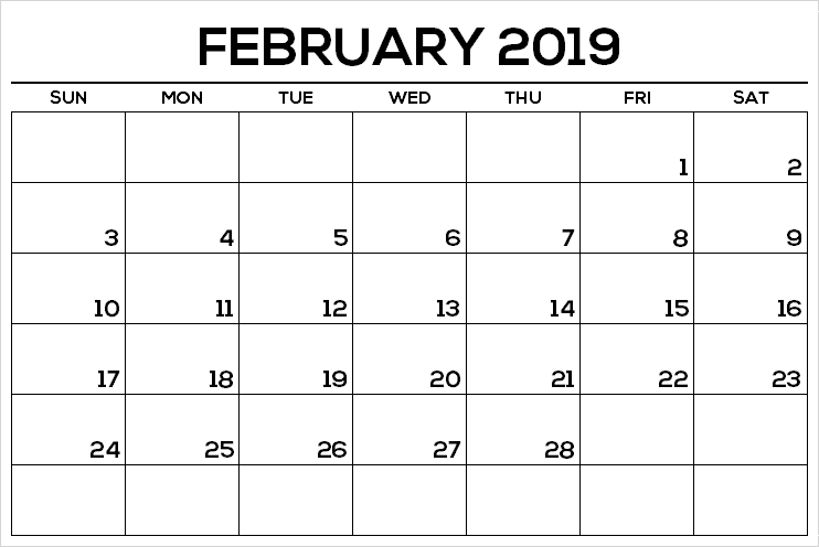 February 2019 Calendar PDF Template