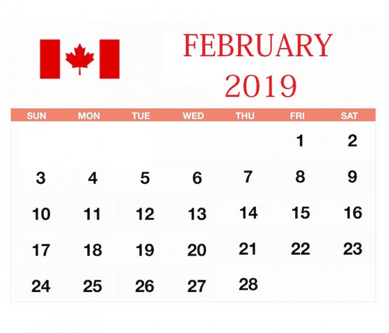 February 2019 Calendar Canada With Holidays