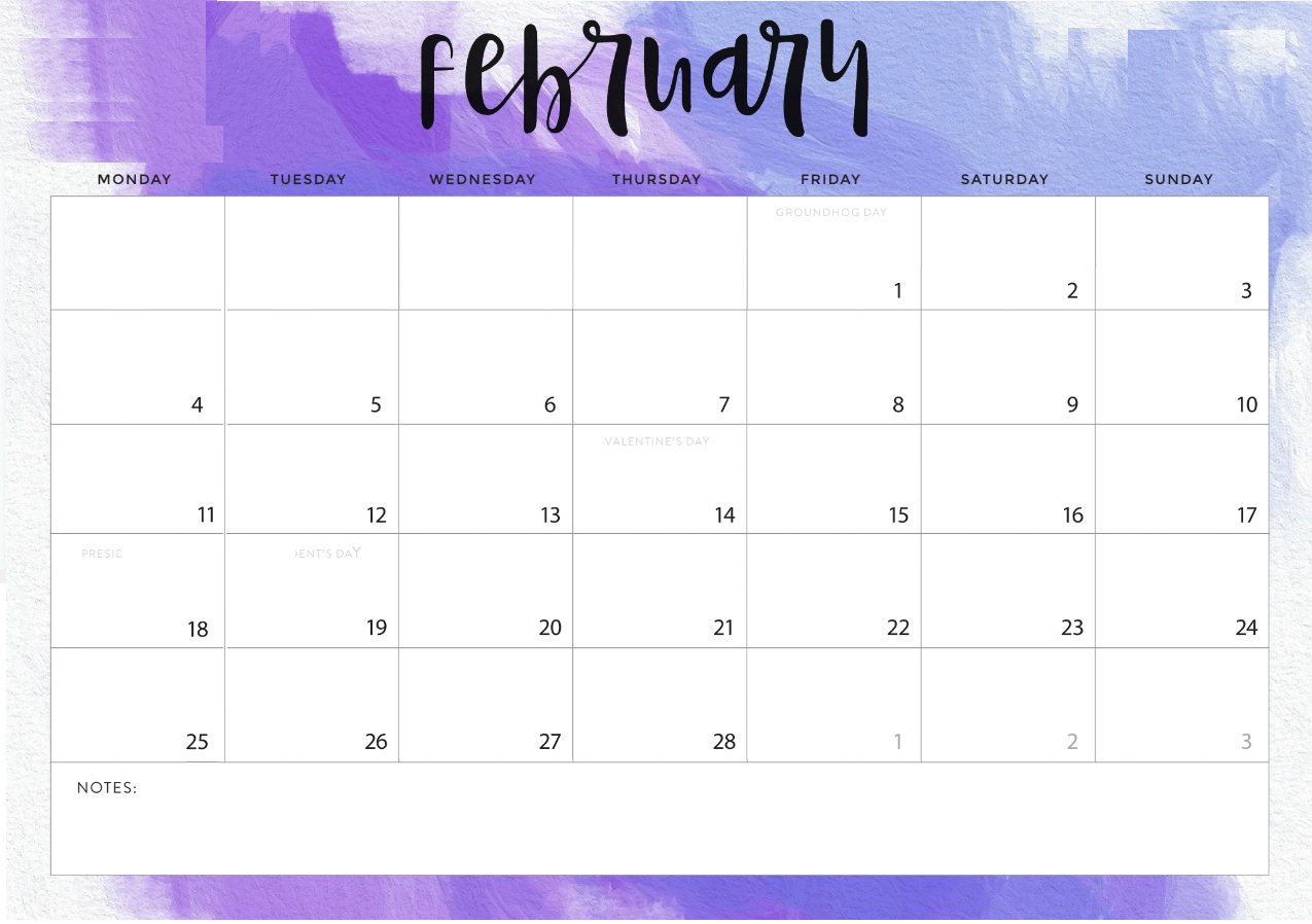 February 2019 Desk Calendar