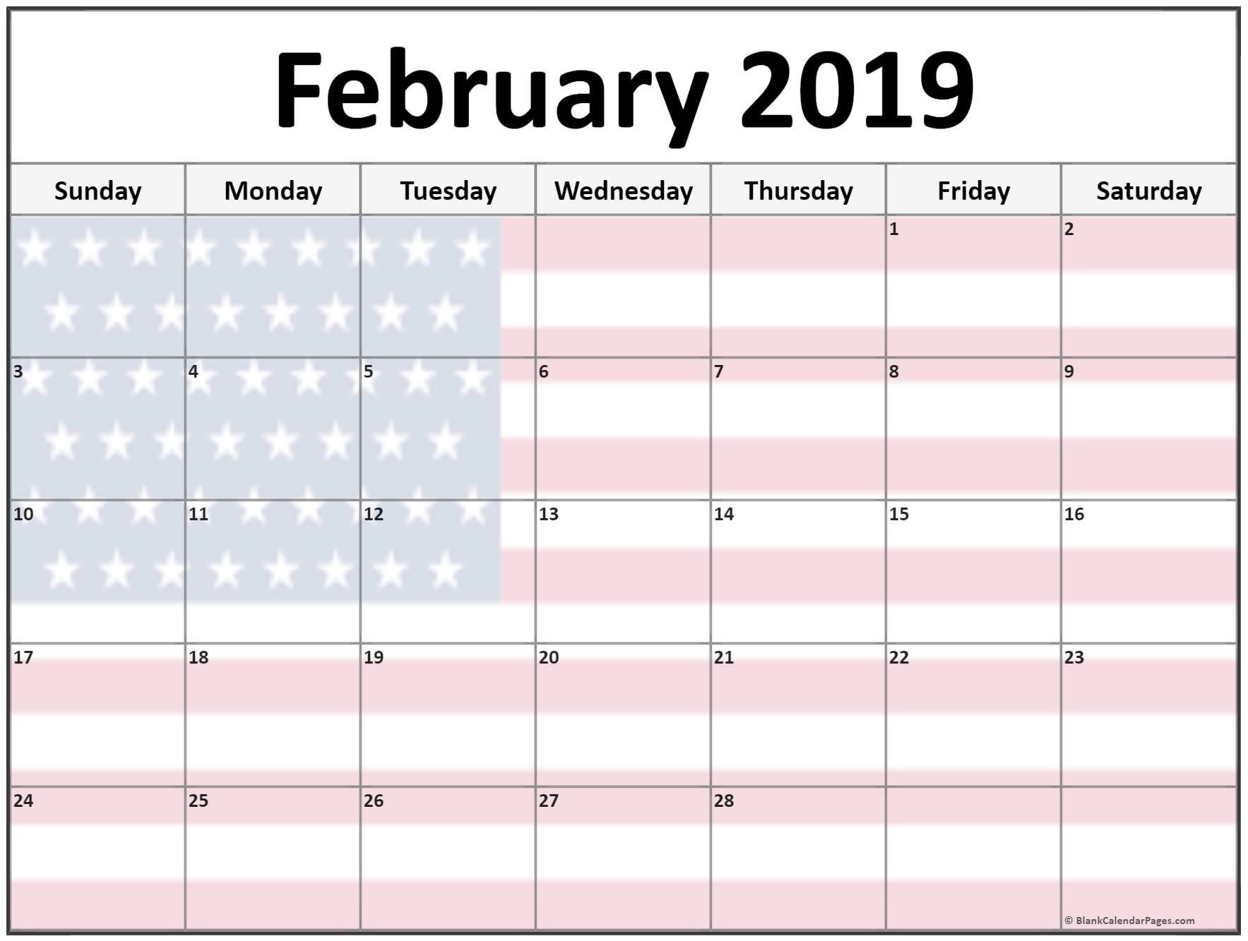February 2019 USA Calendar With Holidays