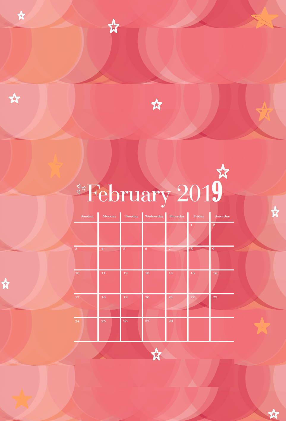 February 2019 iPhone Calendar Wallpapers