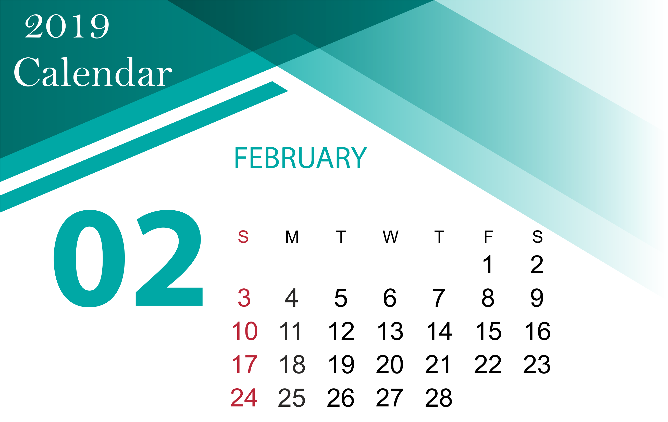 February Calendar 2019 Australia