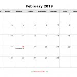 February Calendar 2019 Template With Holidays