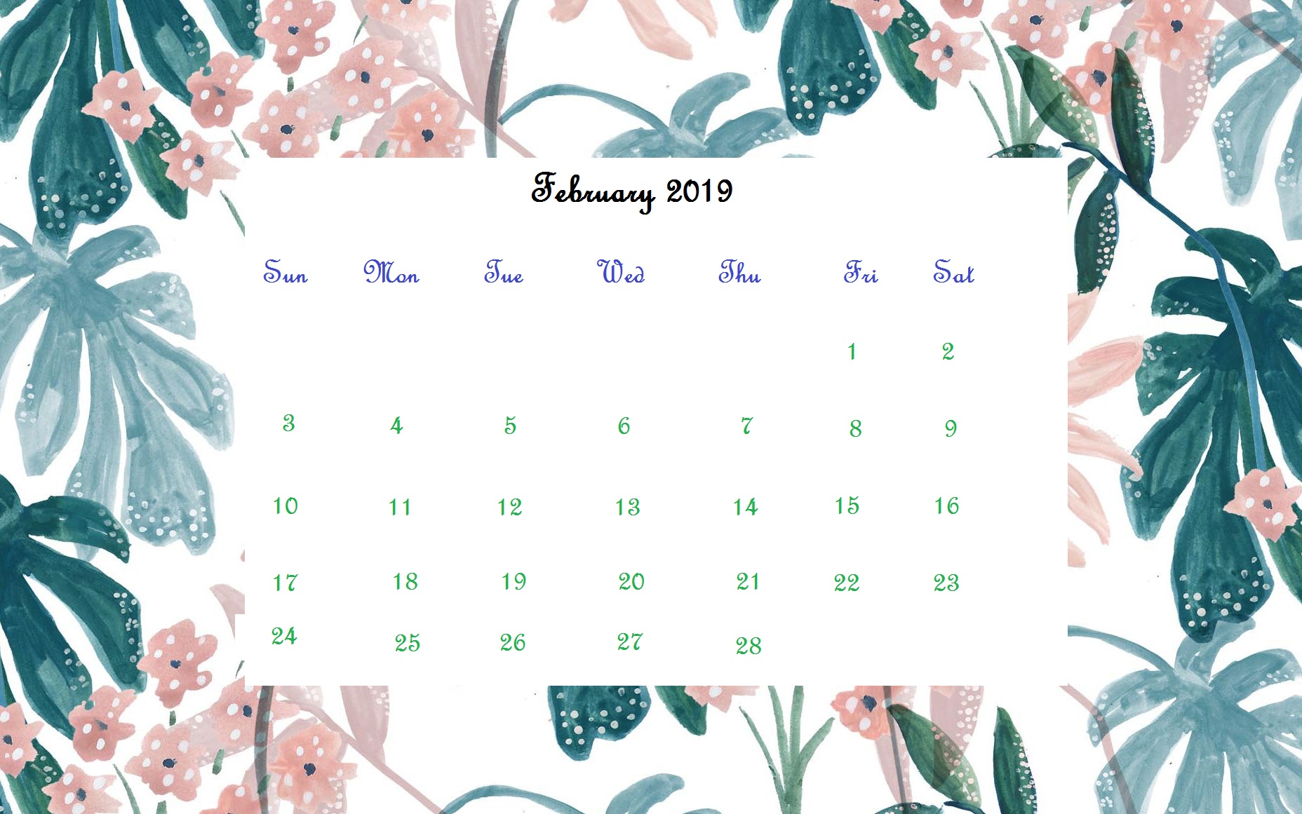 Floral Bakground Desktop February 2019
