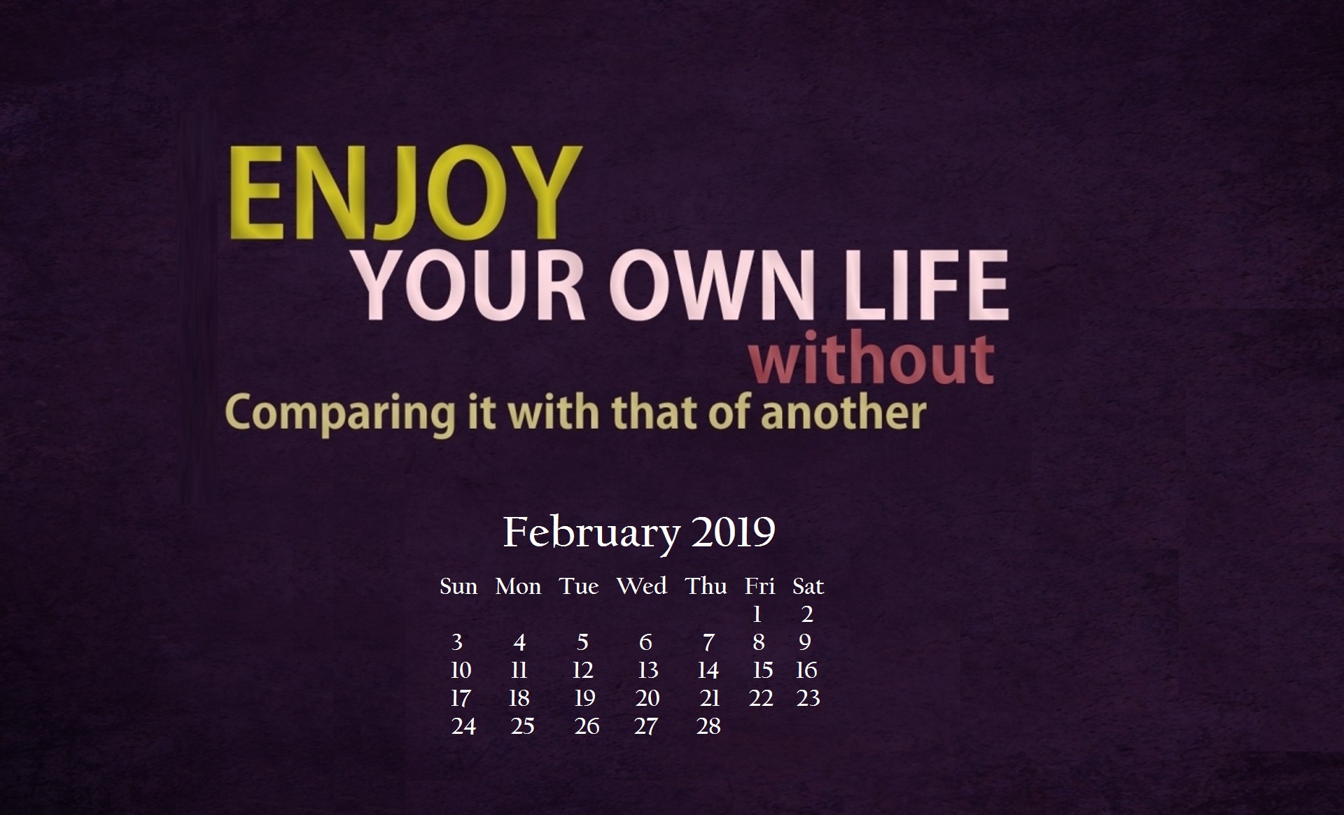 Inspiring Quotes February 2019 Desktop Calendar