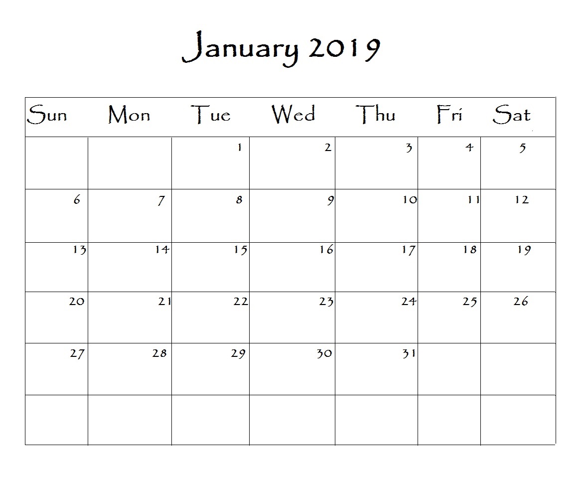 Free Printable 2019 Word Calendar