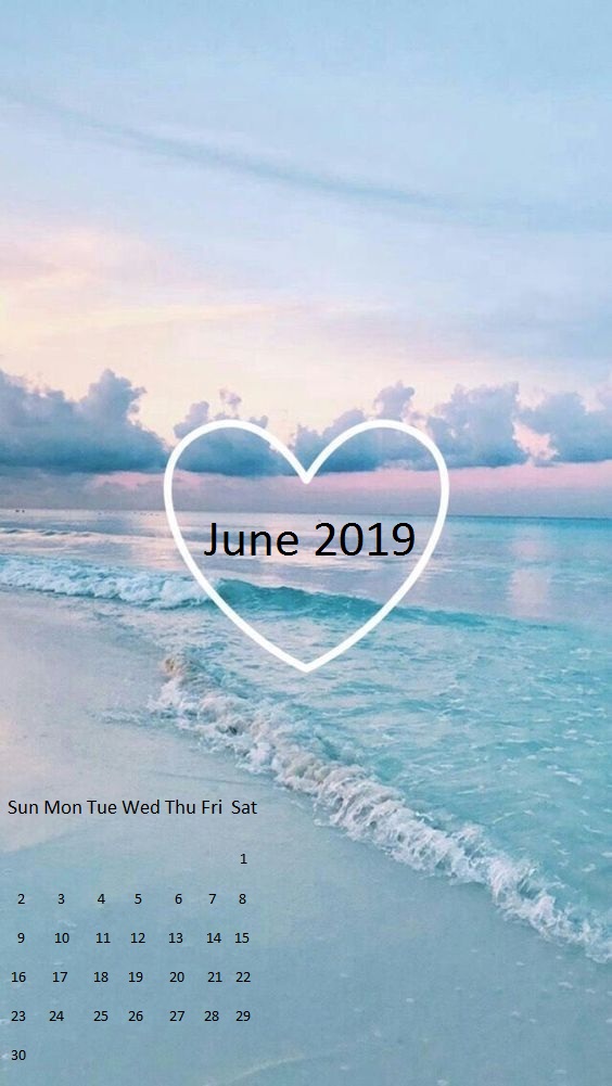 June 2019 Beach iPhone Calendar Wallpaper