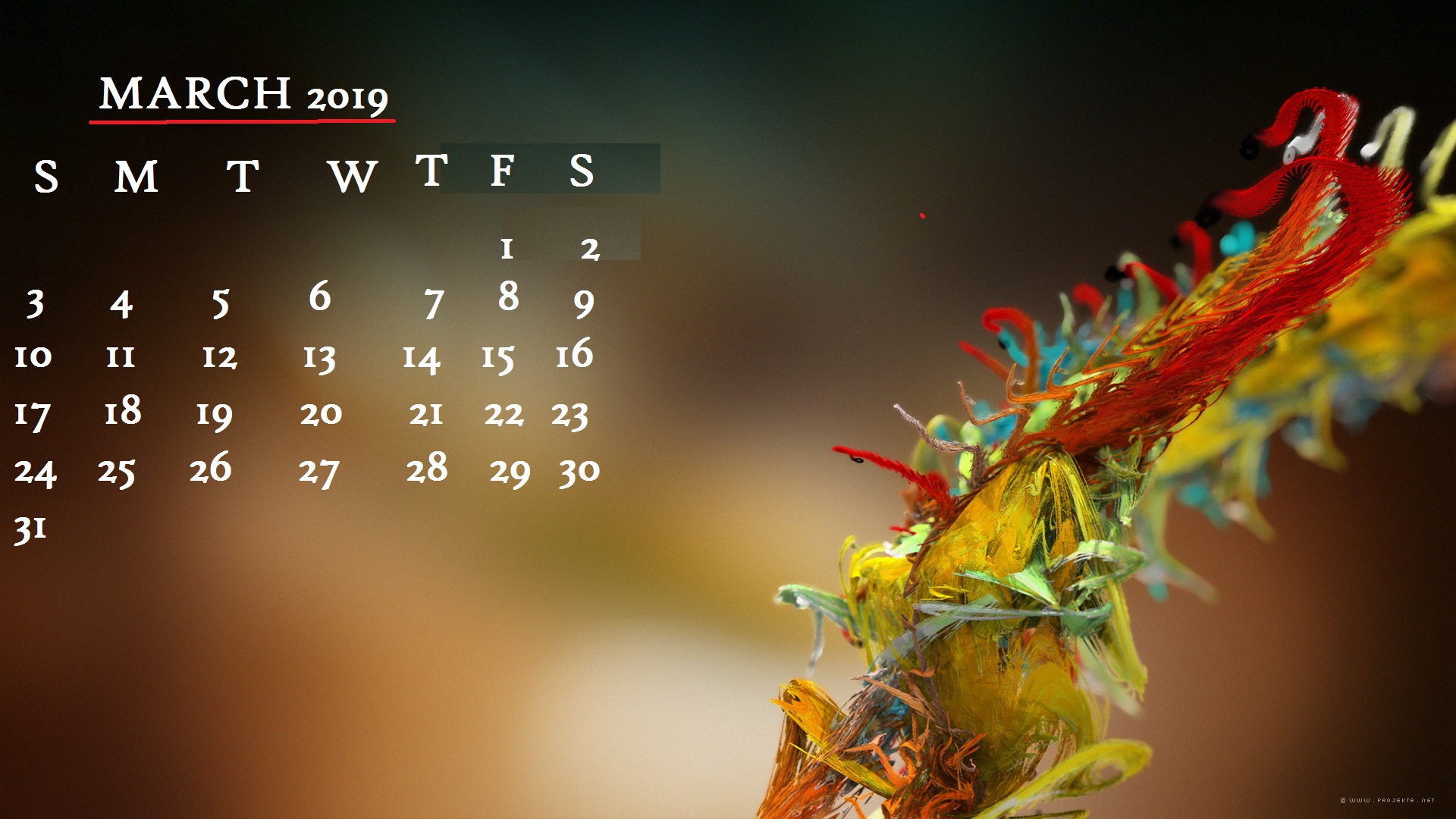 March 2019 Calendar Maciro Plant