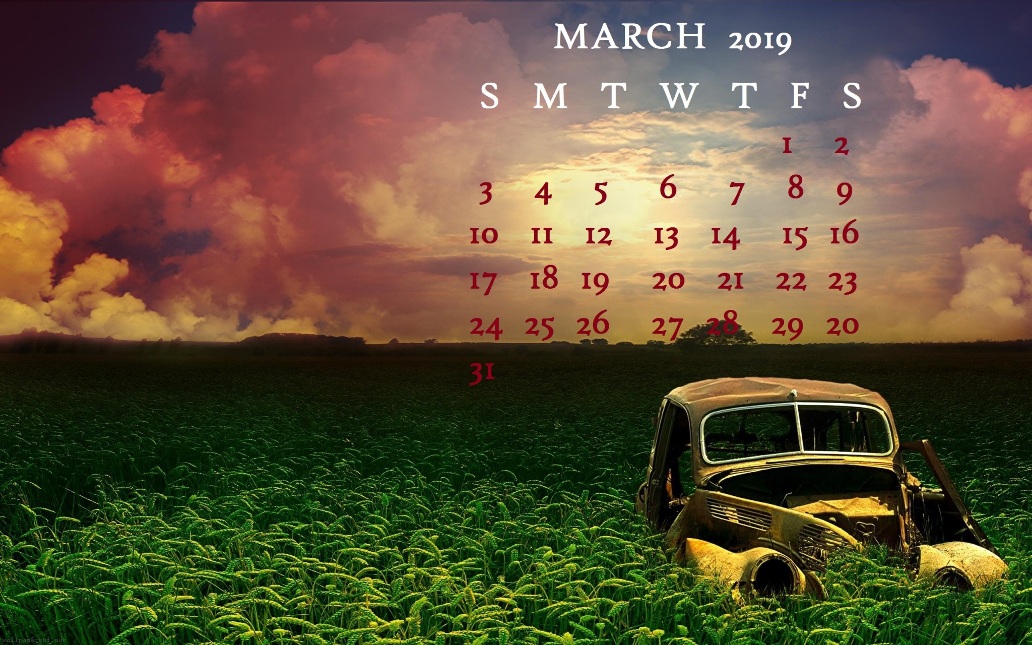 March 2019 Calendar Unique Desktop Wallpaper