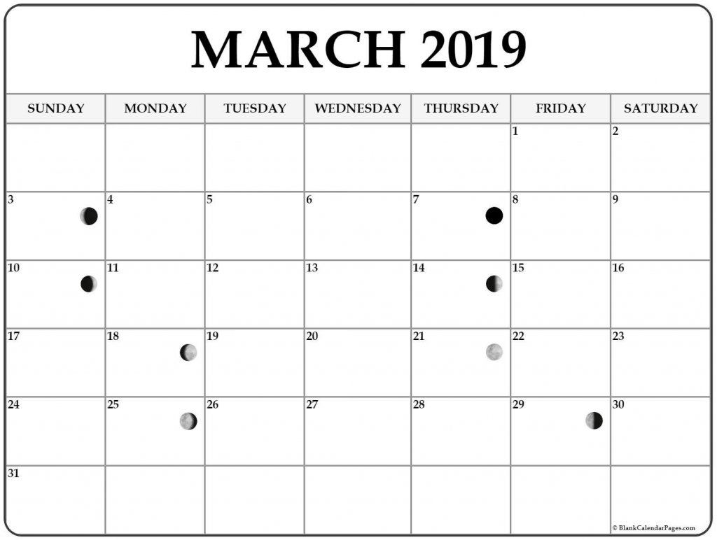 Editable Blank 2019 March Calendar Printable Template