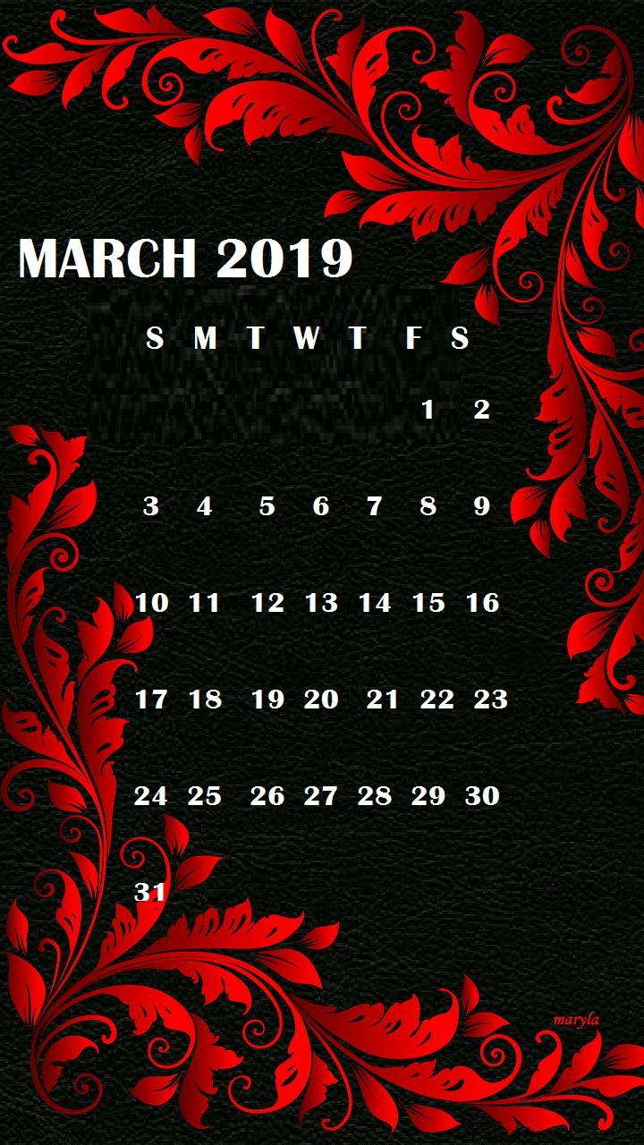 March 2019 iPhone Wallpaper Calendar