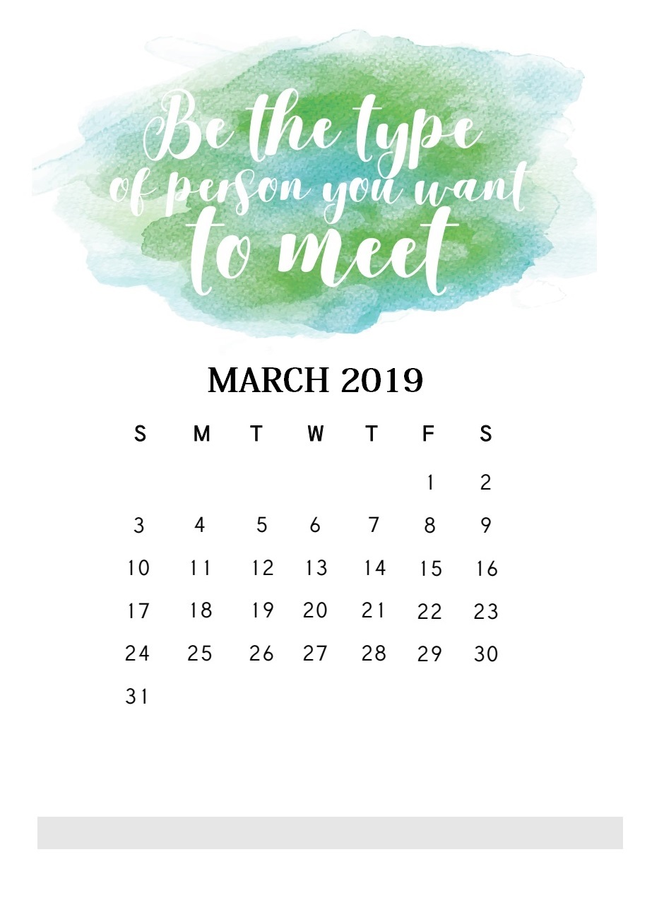Motivational Quotes March 2019 Calendar