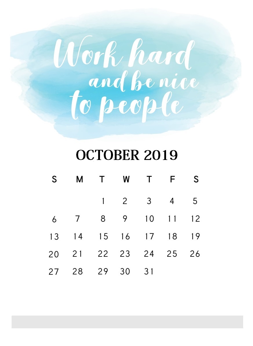 Motivational Quotes October 2019 Calendar