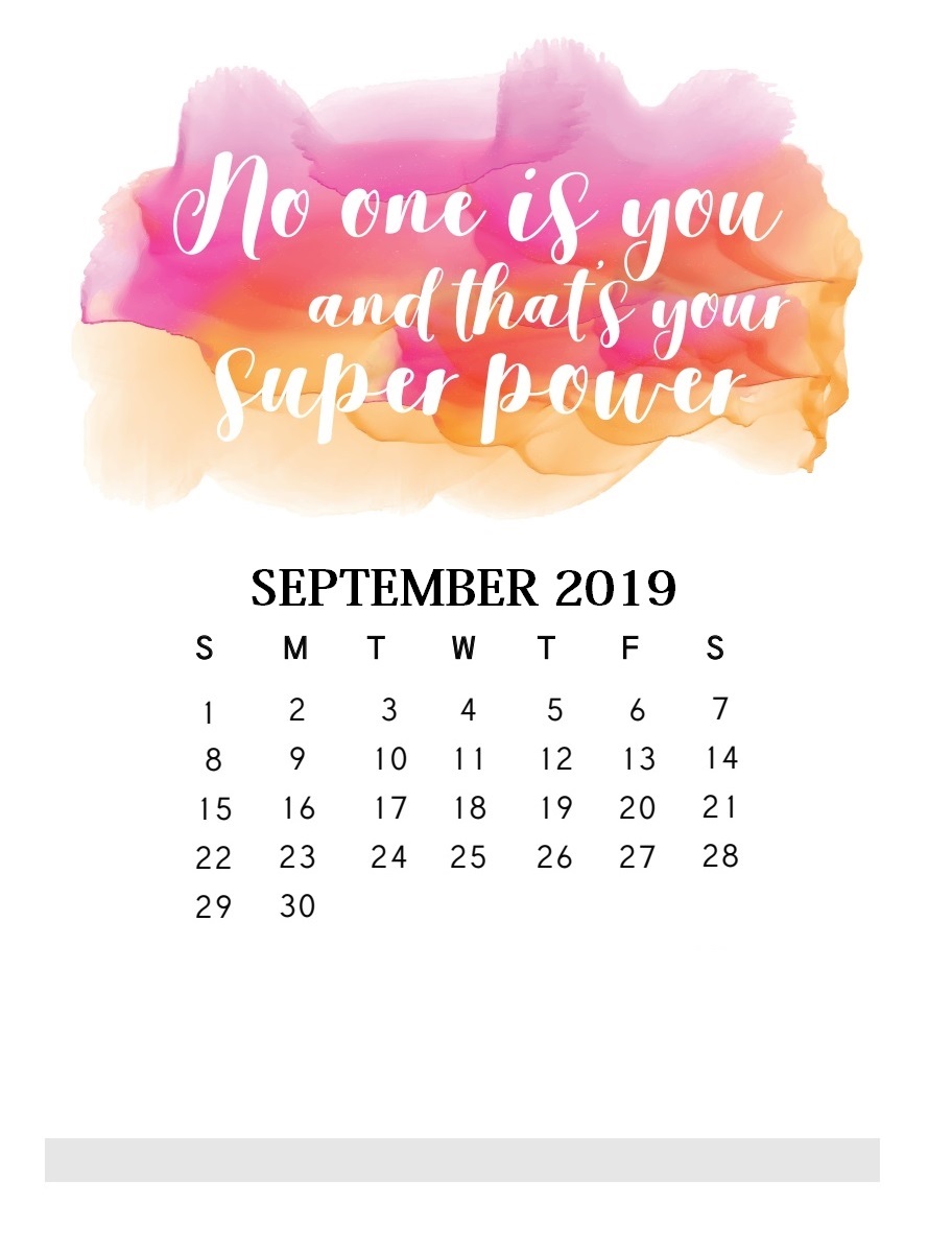 Motivational Quotes September 2019 Calendar