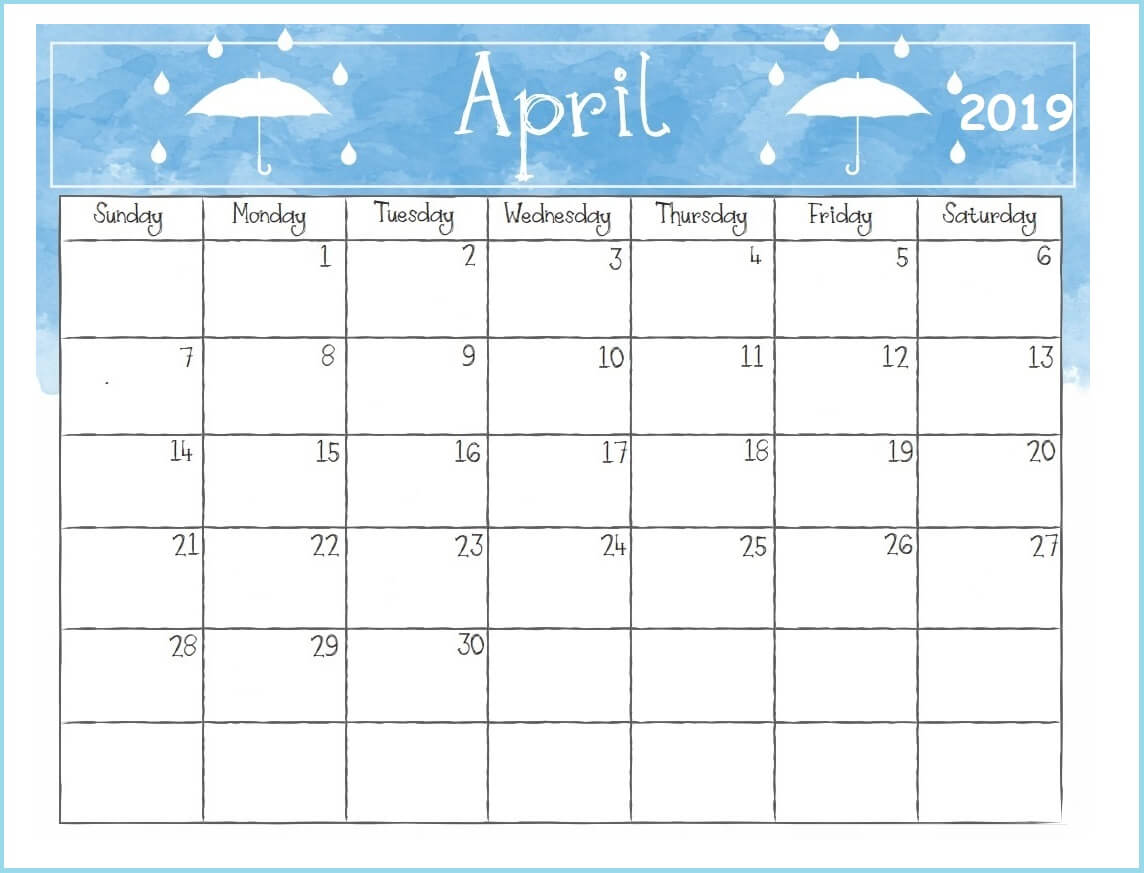 Printable April 2019 Desk Calendar