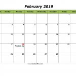 Printable February 2019 Calendar With Holidays