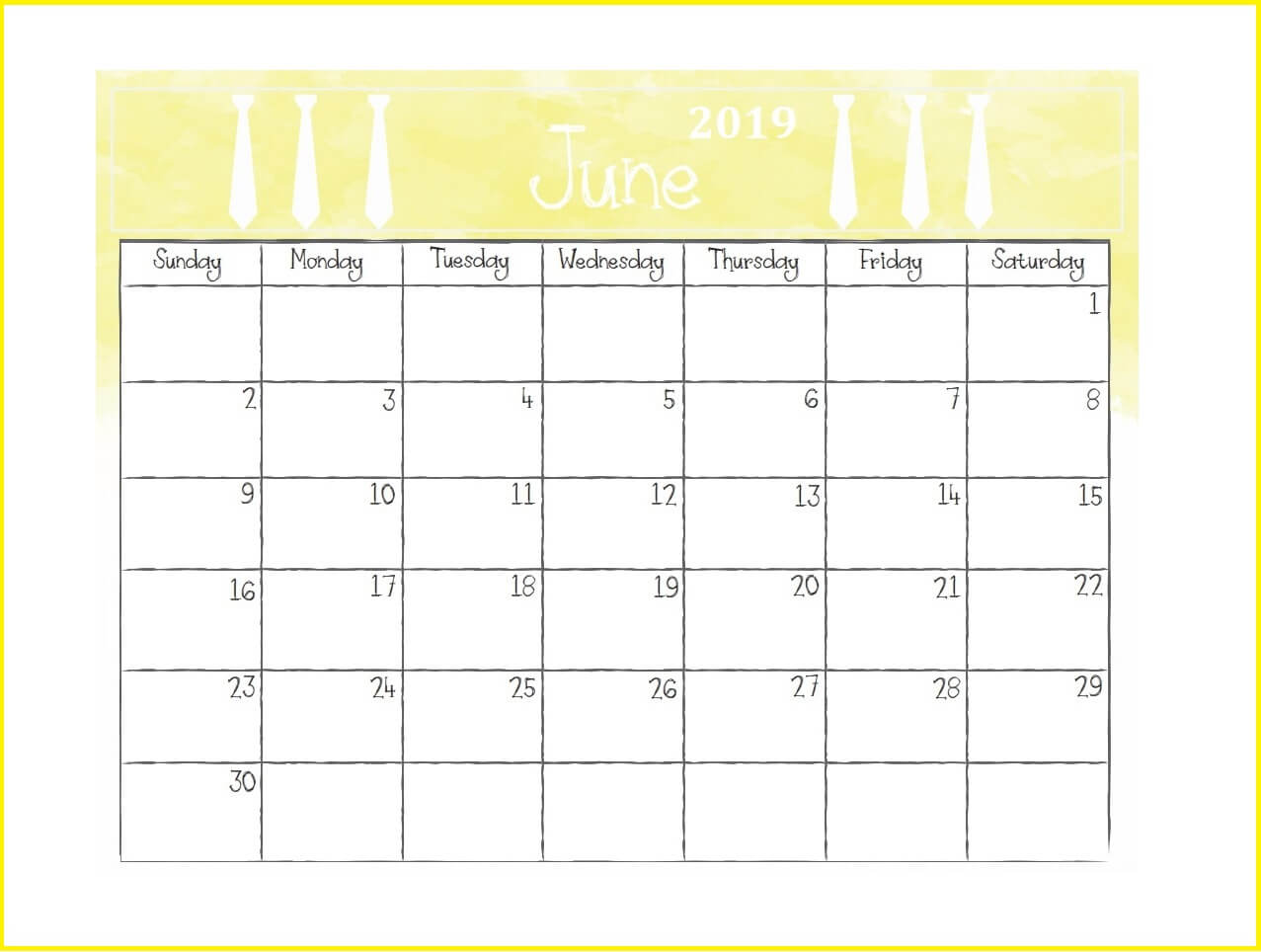 Printable June 2019 Desk Calendar