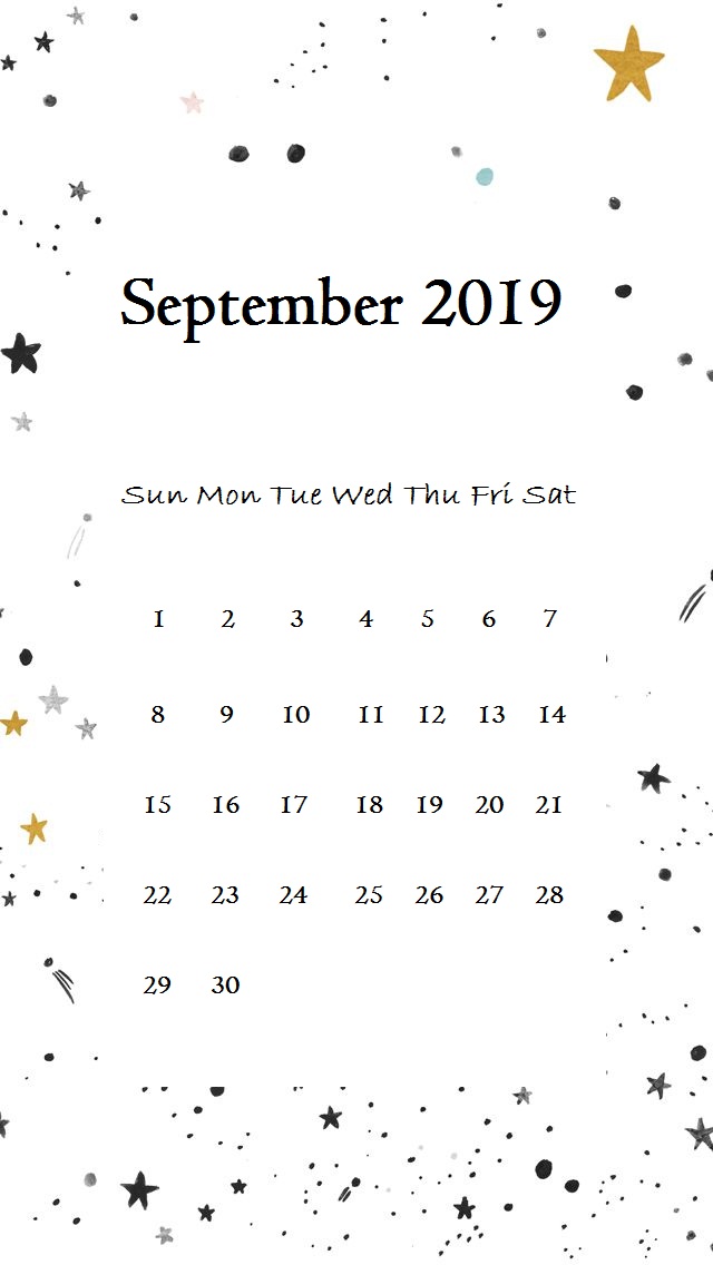 September 2019 iPhone Calendar Wallpaper