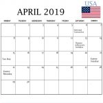 April 2019 Calendar With Holidays USA