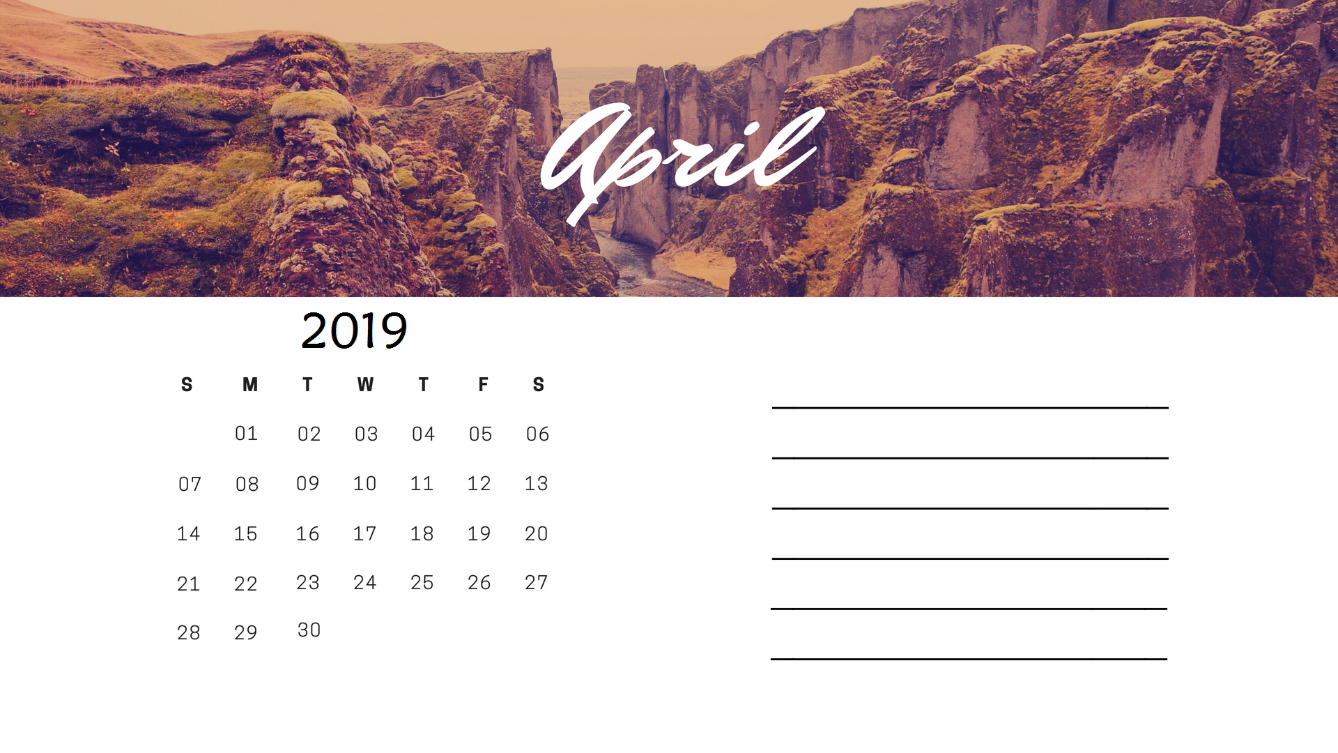 April 2019 Desk Photo Calendar