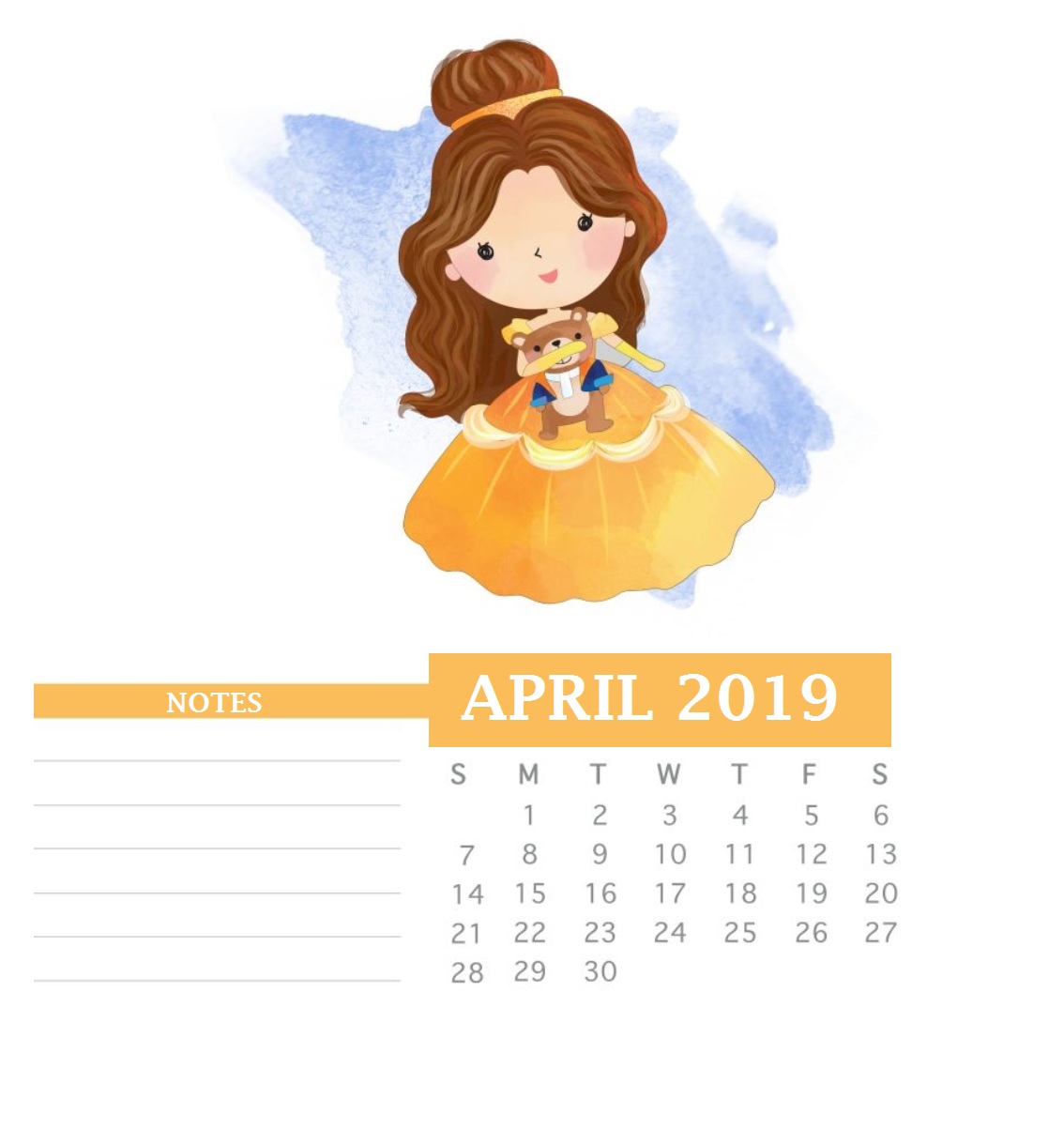 April 2019 Office Table Calendar