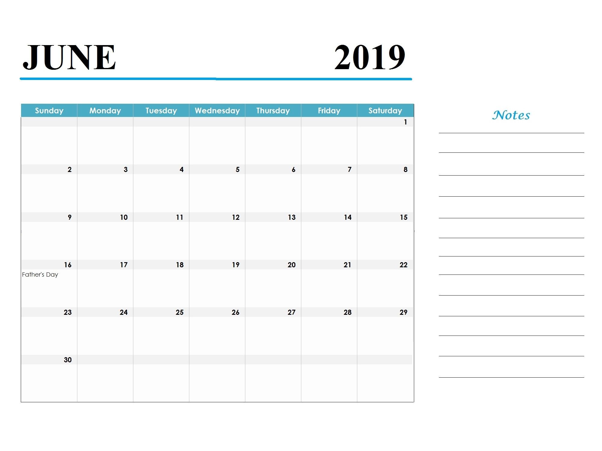 Cute Calendar For June 2019
