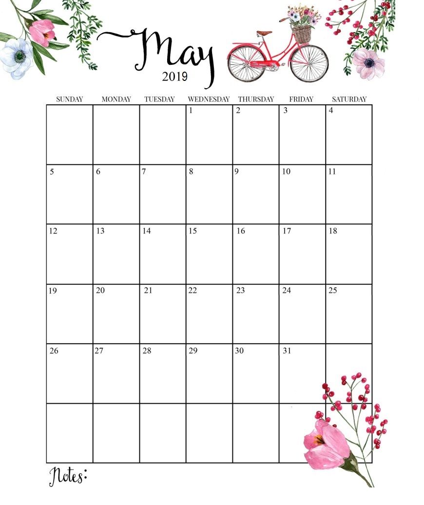 Cute May 2019 Calendar