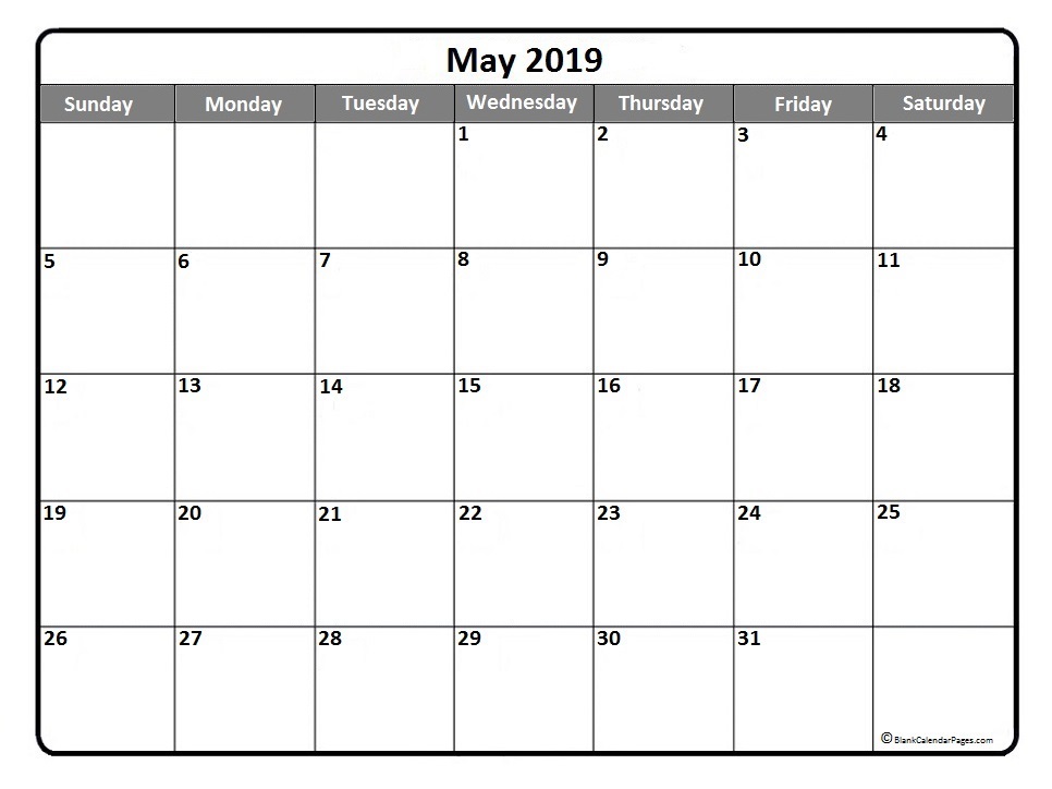 Editable May 2019 Calendar Template