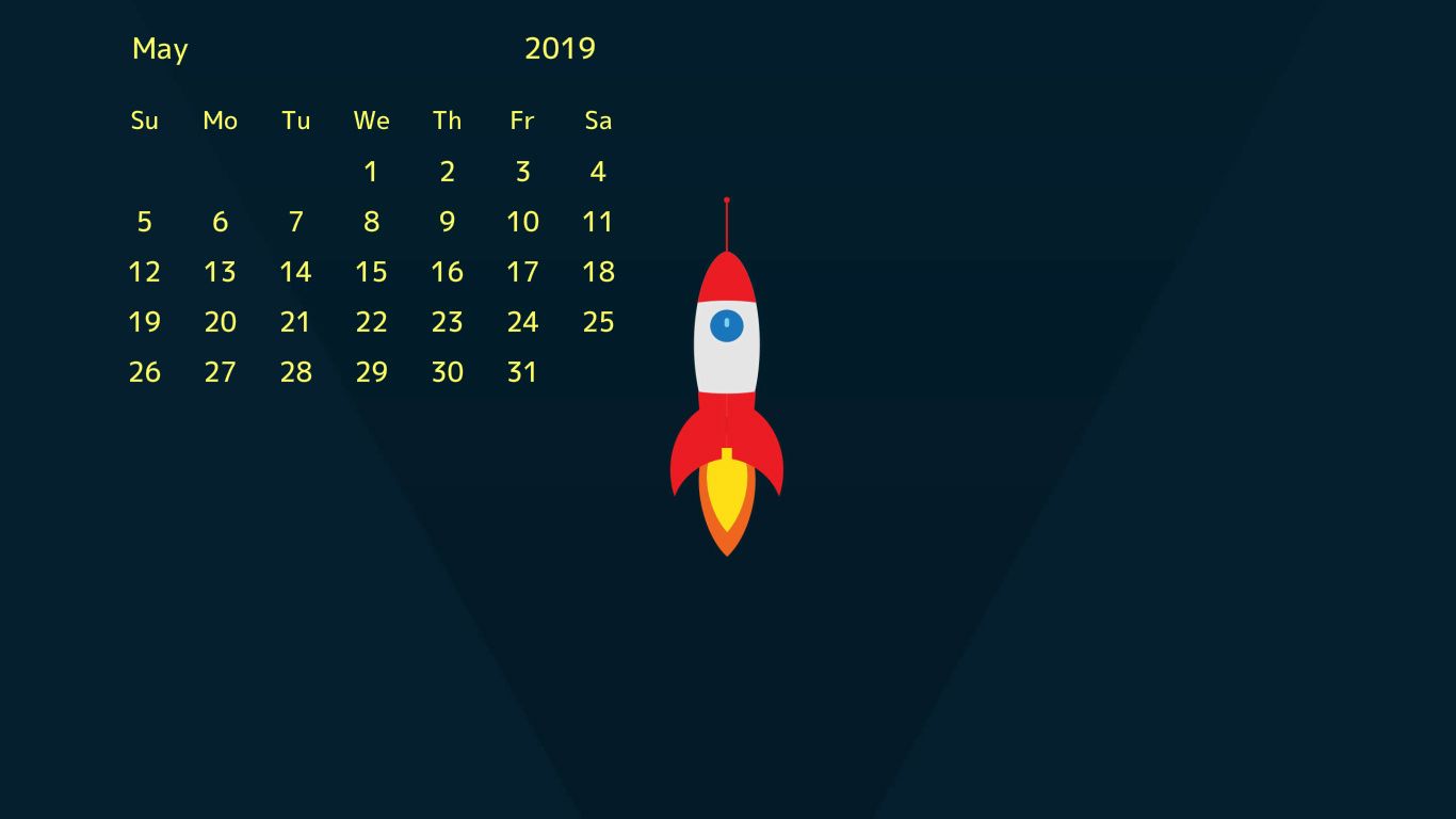 Free May 2019 Desktop Calendar Wallpaper