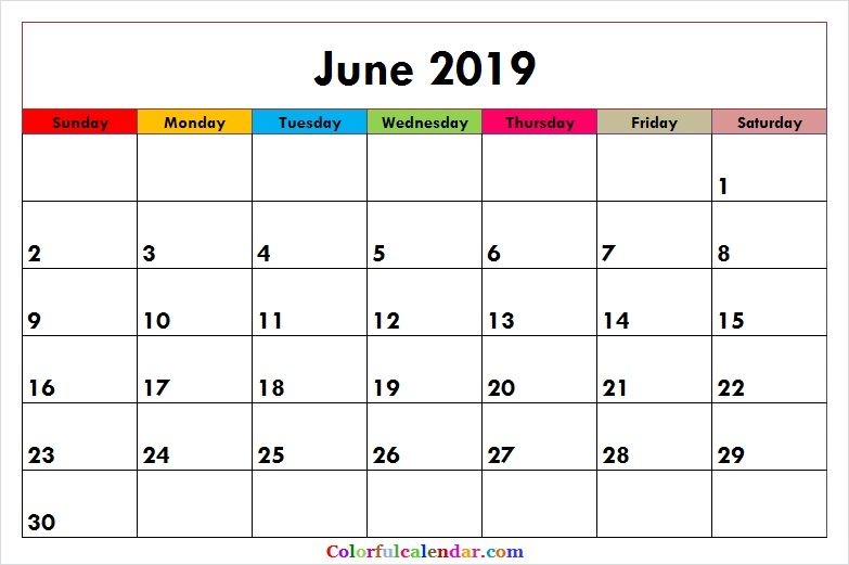 June 2019 Calendar Cute