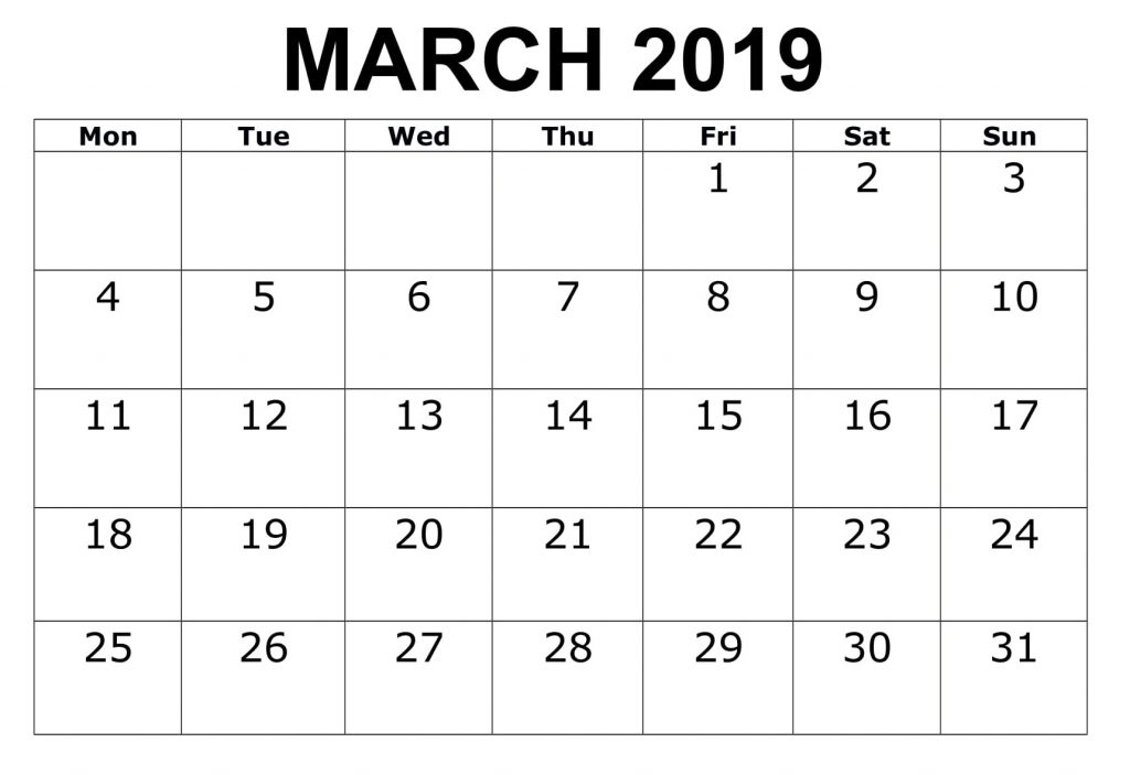 March 2019 Calendar Canada Printable With Holidays