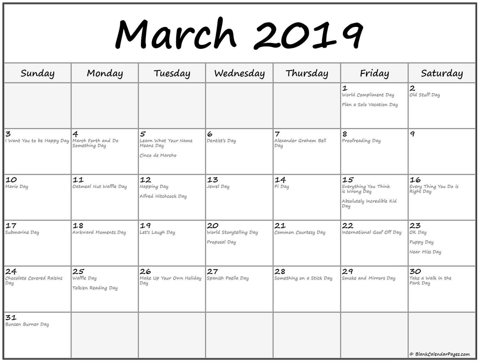 March 2019 Canada Holidays Calendar