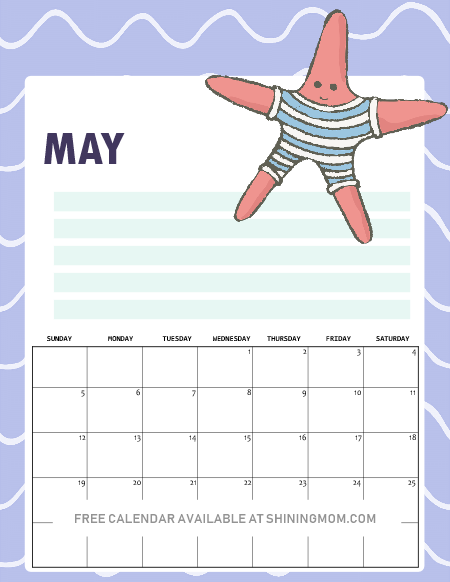 May 2019 Calendar Printable Cute