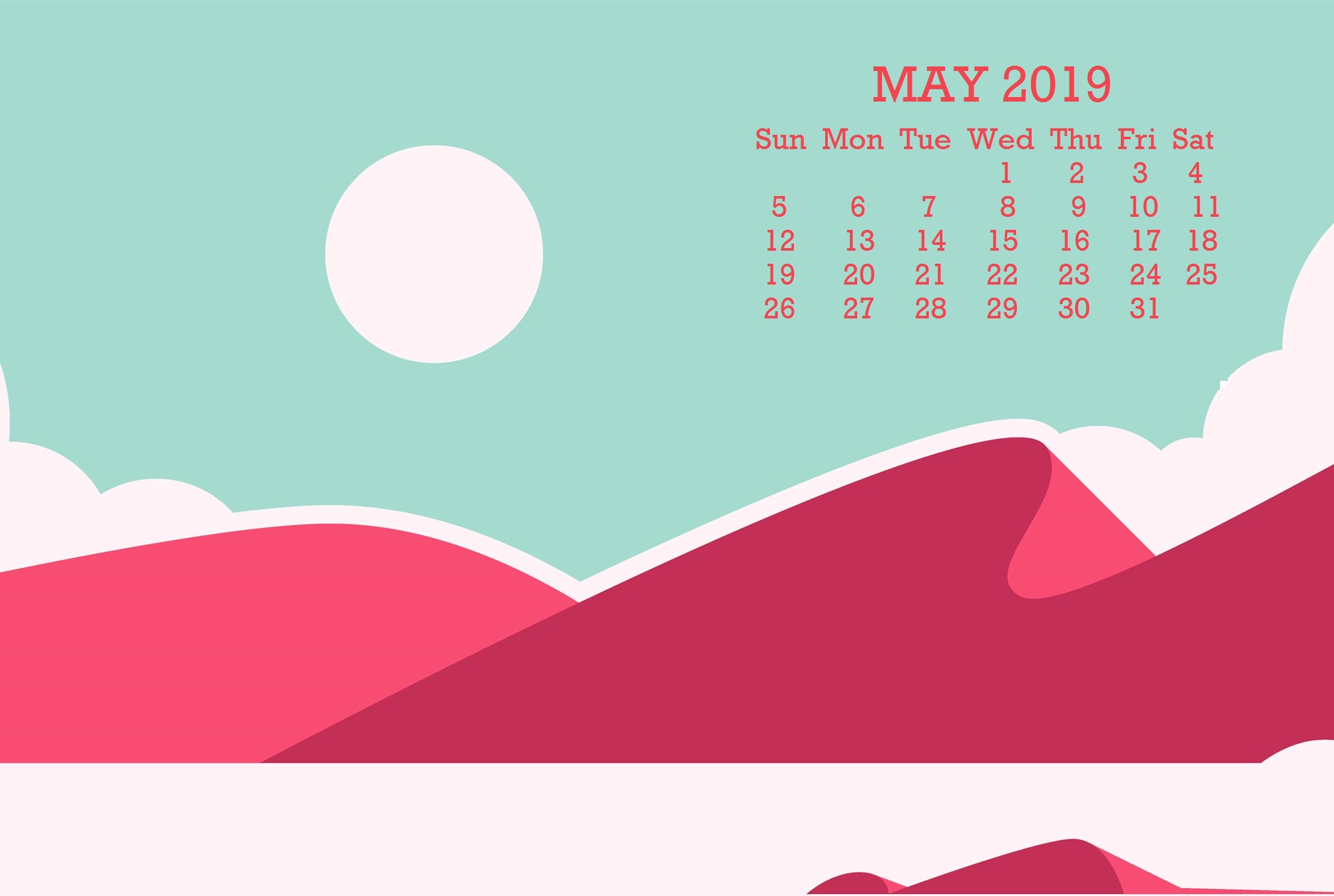 May 2019 Calendar Wallpaper