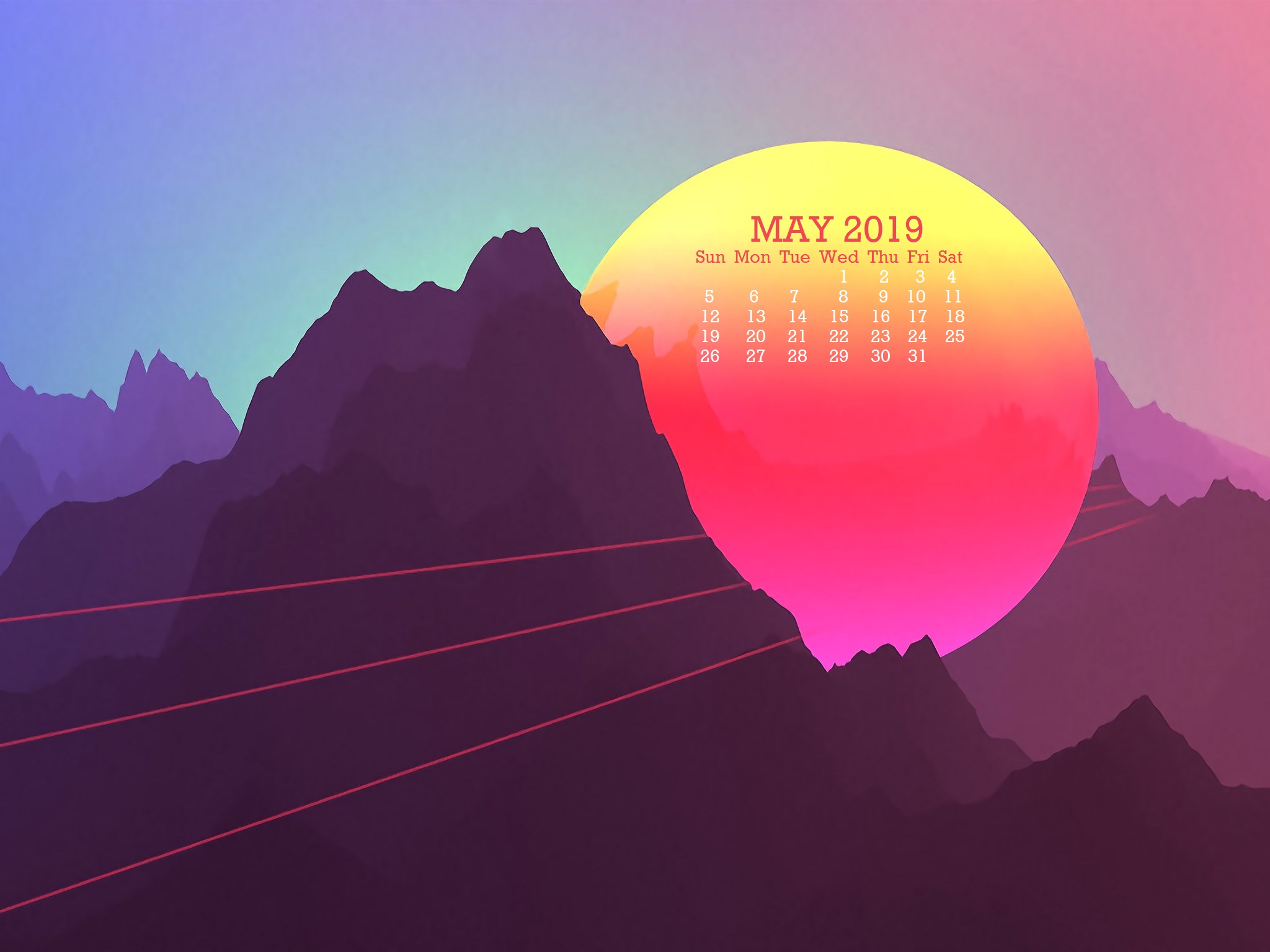 May 2019 HD Calendar Wallpaper