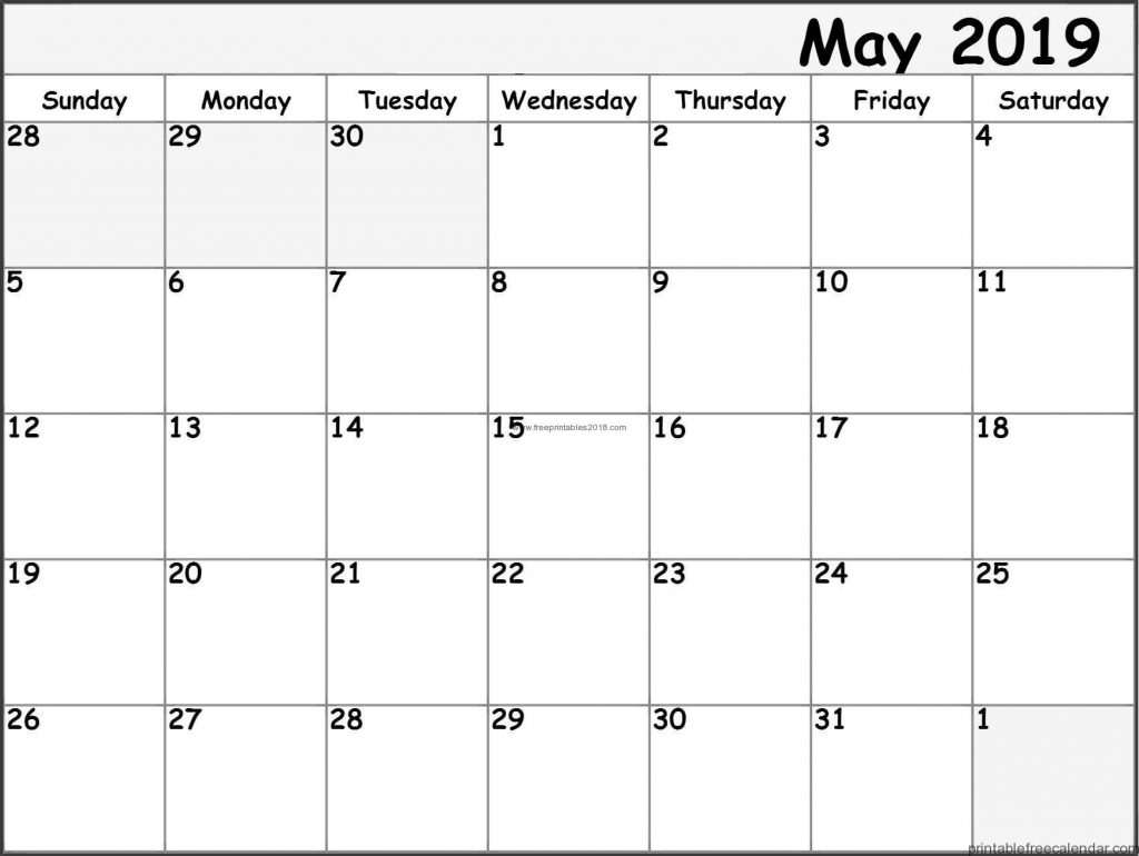 May Calendar 2019 Printable Template PDF, Word, Excel